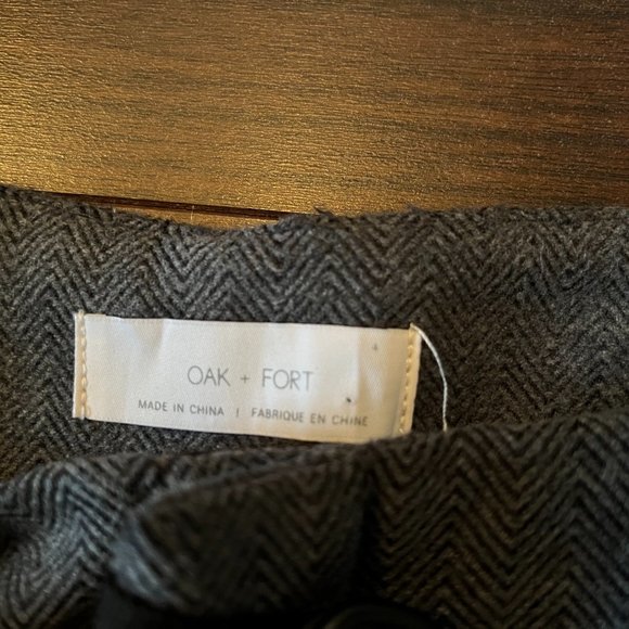 Oak + Fort Grey Herringbone Slouchy Belt Pants - Picture 5 of 6